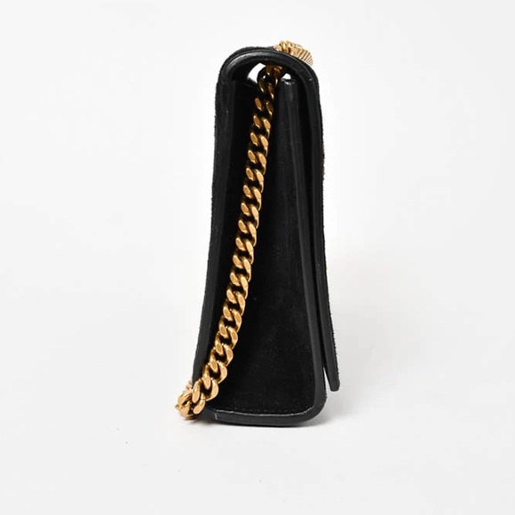 YSL Saint Laurent Black Suede Kate Bag w/ Glitter Heart Fireworks Print - Picture 4 of 12